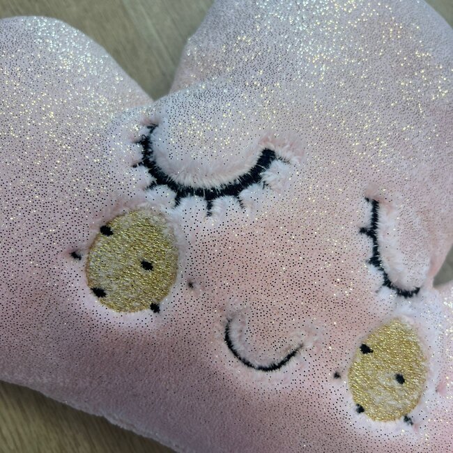 Sierkussen wolkje - Roze glitter