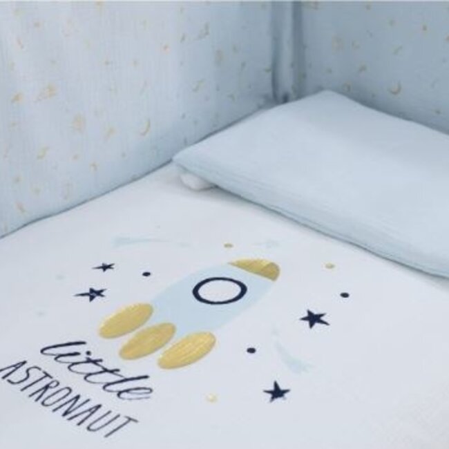 Ledikant dekbedovertrek set Little astronaut - katoen