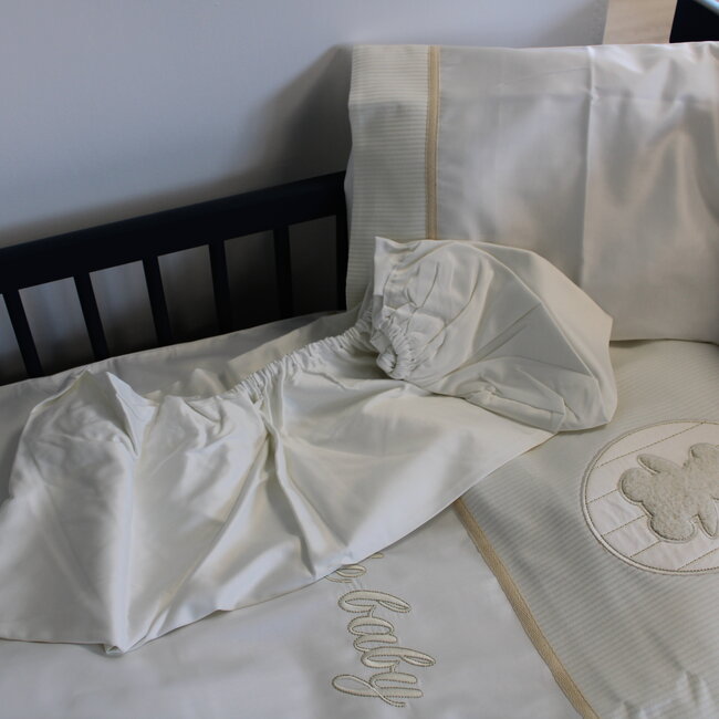 Ledikant dekbedovertrek set - wit beertje - katoen