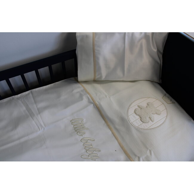 Ledikant dekbedovertrek set - wit beertje - katoen