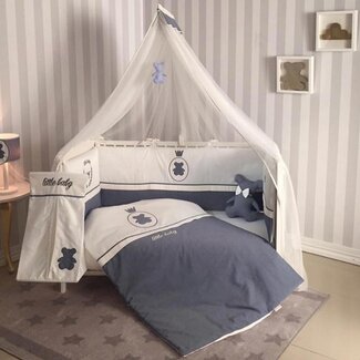 Bndeco Ledikant dekbedovertrek set - blauw beertje - katoen