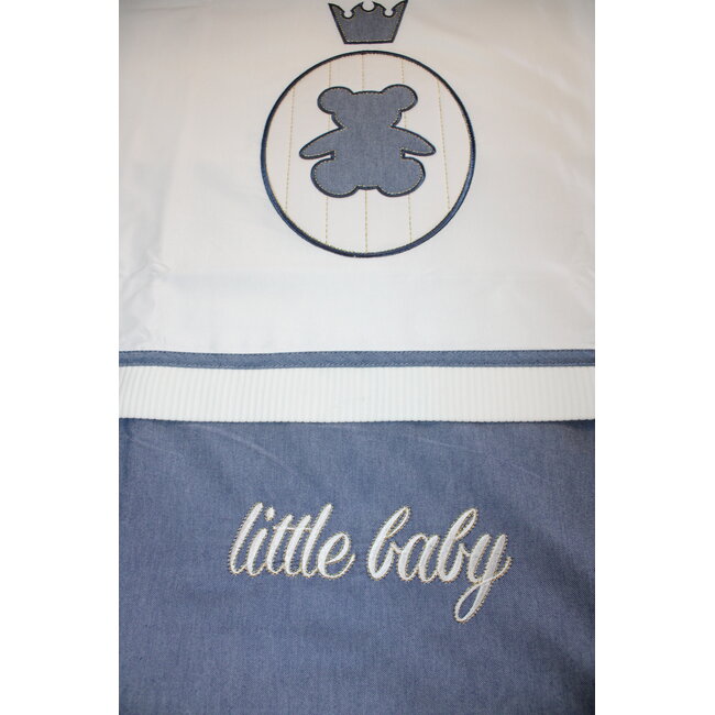 Ledikant dekbedovertrek set - blauw beertje - katoen