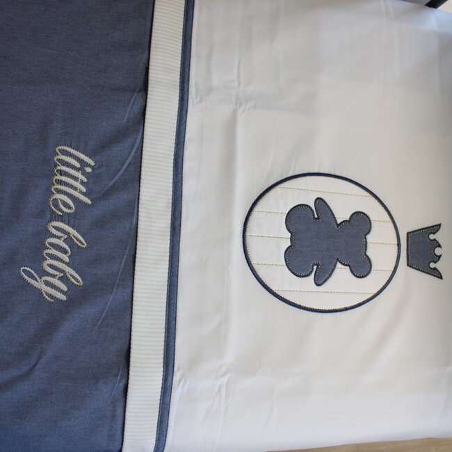 Ledikant dekbedovertrek set - blauw beertje - katoen