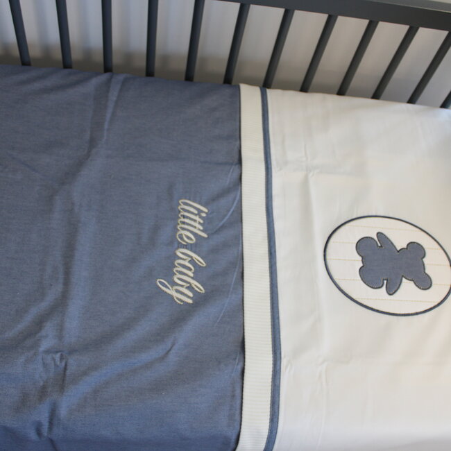 Ledikant dekbedovertrek set - blauw beertje - katoen