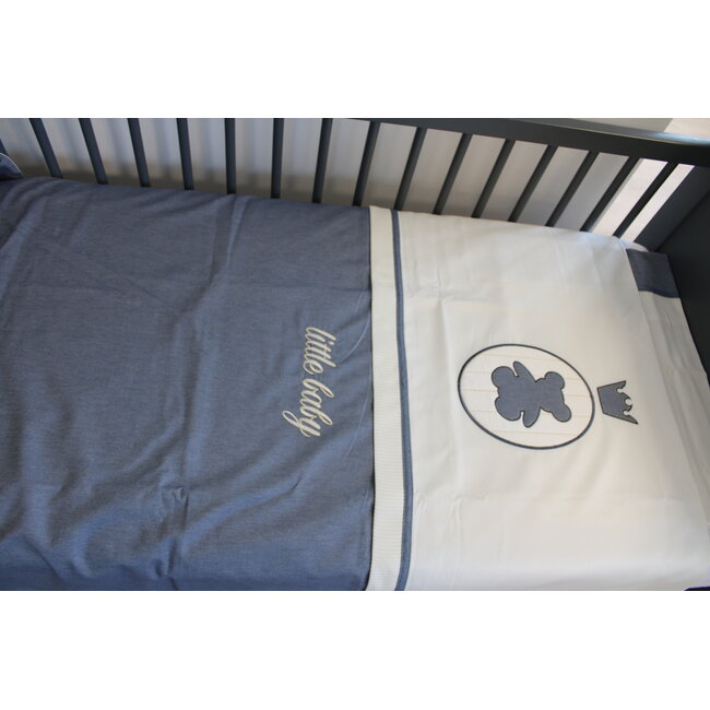 Ledikant dekbedovertrek set - blauw beertje - katoen