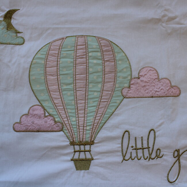 Ledikant dekbedovertrek set - Ballon - roze/mint - katoen