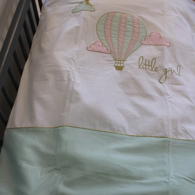 Ledikant dekbedovertrek set - Ballon - roze/mint - katoen