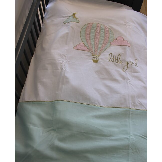 Ledikant dekbedovertrek set - Ballon - roze/mint - katoen