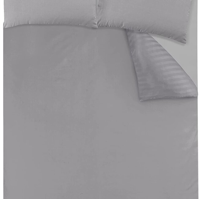 Polykatoen dekbedovertrek hotelstreep grijs - eenpersoons