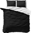 Katoen dekbedovertrek double face - zwart - wit