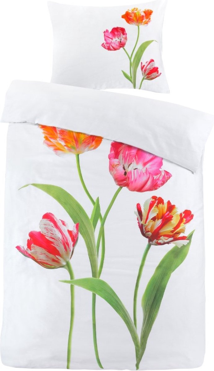Papillon dekbedovertrek Tulips wit - katoen satijn