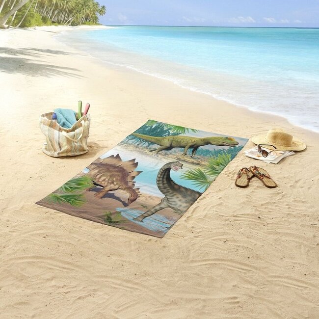 Strandlaken Dino's - velours - 75x150 cm