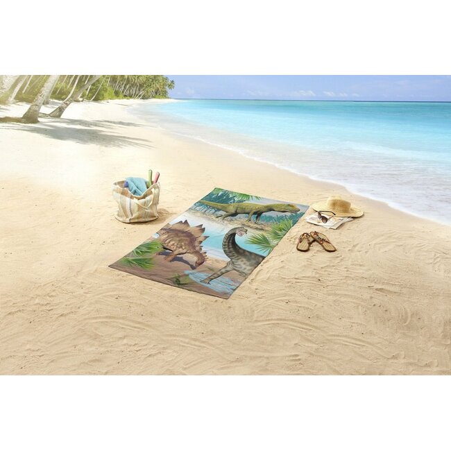 Strandlaken Dino's - velours - 75x150 cm