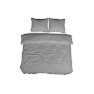 .Decoware® Hotelstreep dekbedovertrek - grijs - katoen satijn