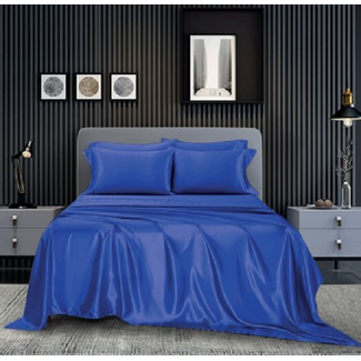.Decoware® Glans satijn dekbedovertrek  blauw
