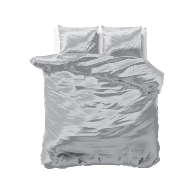 Glans satijn dekbedovertrek - grijs