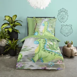 Good Morning Katoen dekbedovertrek Dino ei - eenpersoons