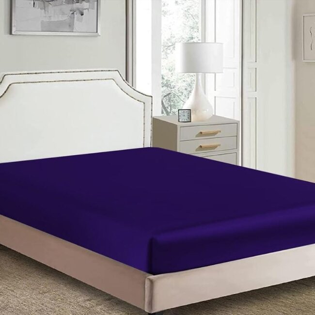 Glans satijn hoeslaken - Paars