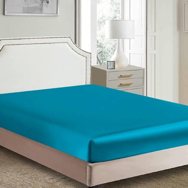 Glans satijn hoeslaken - Petrol