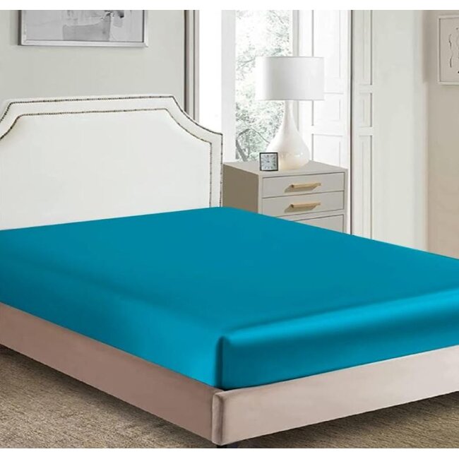 Glans satijn hoeslaken - Petrol