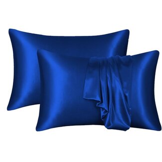 .Decoware® Decoware glans satijnen kussenslopen (2st) - 60x70 cm - blauw