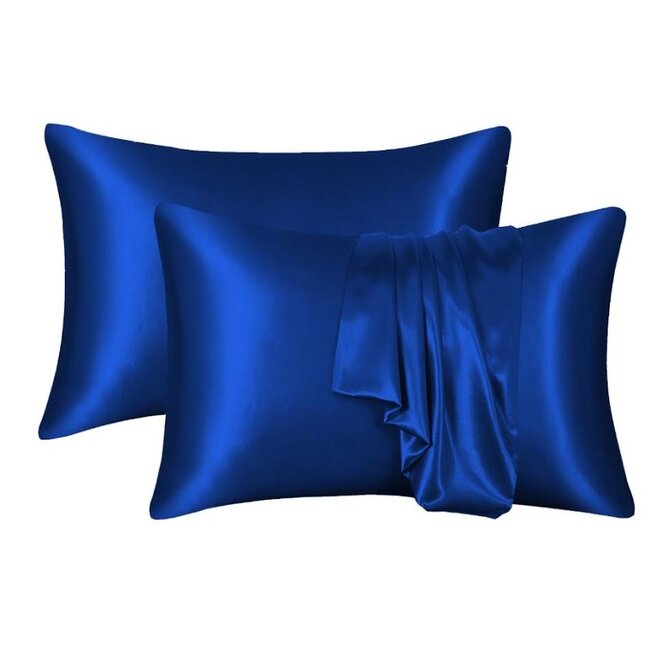Decoware glans satijnen kussenslopen (2st) - 60x70 cm - blauw