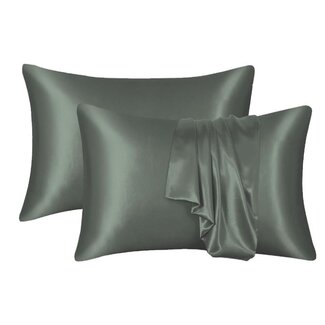 .Decoware® Decoware glans satijnen kussenslopen (2st) - 60x70 cm - antraciet