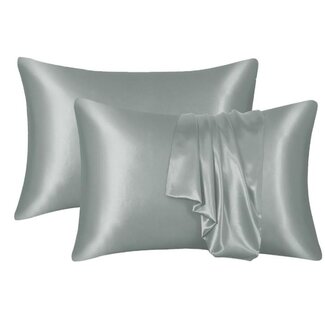 .Decoware® Decoware glans satijnen kussenslopen (2st) - 60x70 cm - grijs