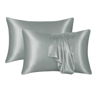 .Decoware® Decoware glans satijnen kussenslopen (2st) - 60x70 cm - grijs