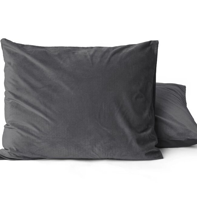 Velvet dekbedovertrek - Uni antraciet