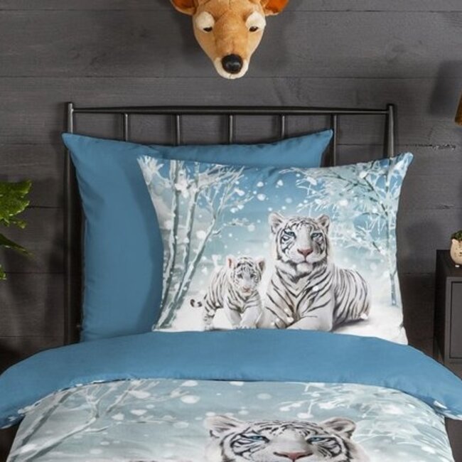 Flanel dekbedovertrek Tijger - 140x220 cm + 60x70 cm