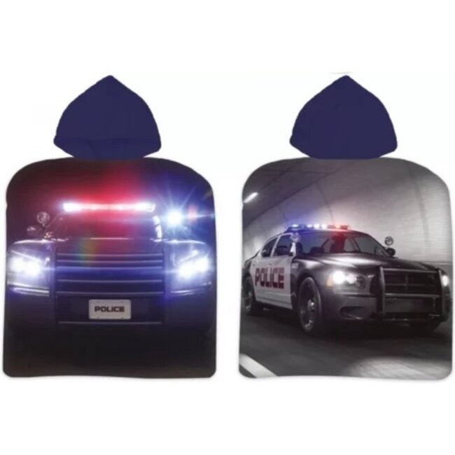 Badponcho met capuchon politieauto