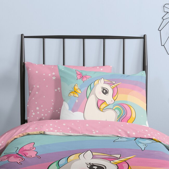 Katoen kinderdekbedovertrek Unicorn Dash - 140x220  + 60x70 cm