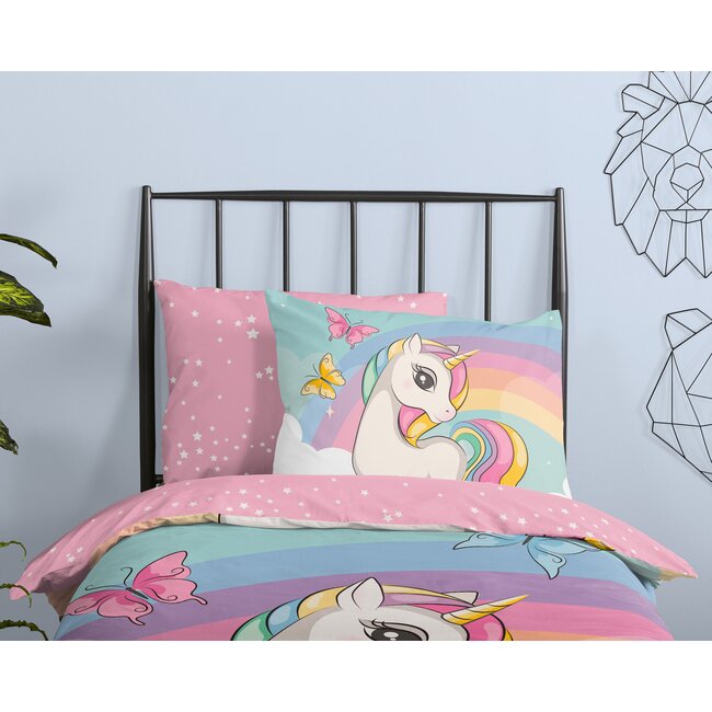 Katoen kinderdekbedovertrek Unicorn Dash - 140x220  + 60x70 cm