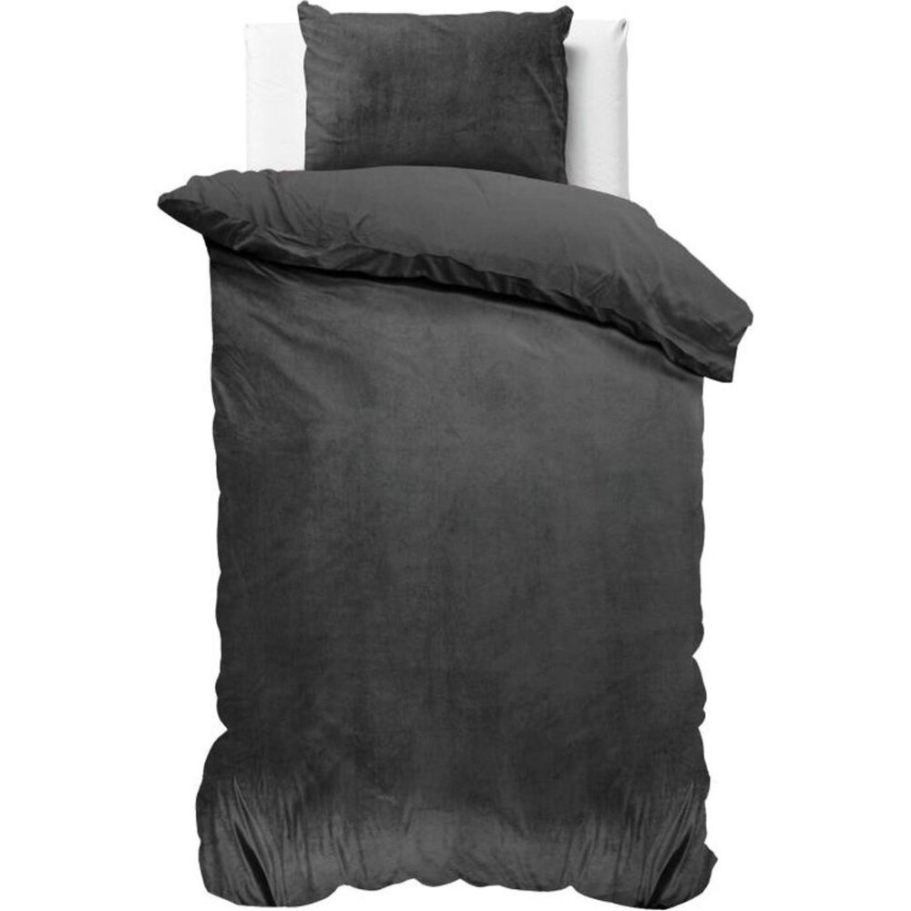 Sleeptime velvet dekbedovertrek Uni antraciet