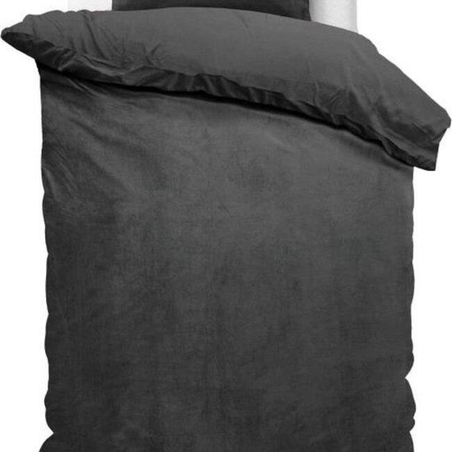 Velvet dekbedovertrek - Uni antraciet