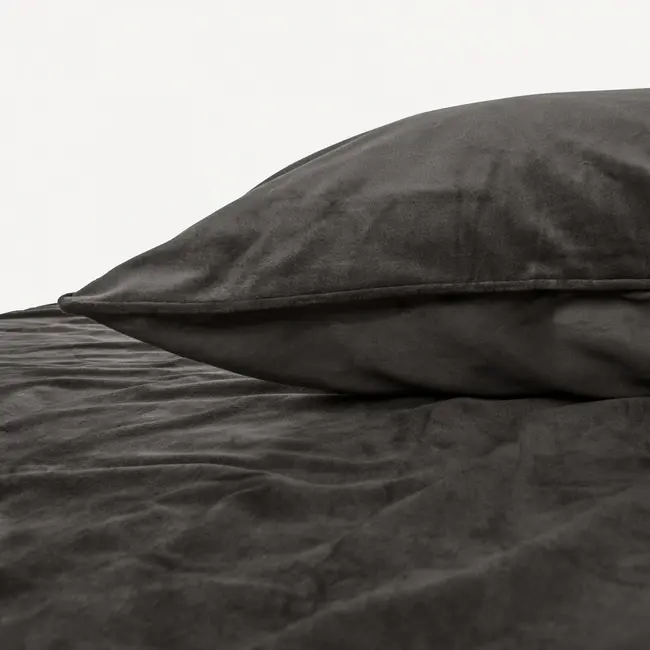 Velvet dekbedovertrek piping - bruin