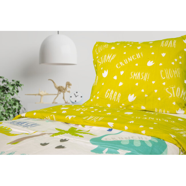 Katoen kinderdekbedovertrek Dino's Roarsome - 140x220 + 60x70 cm