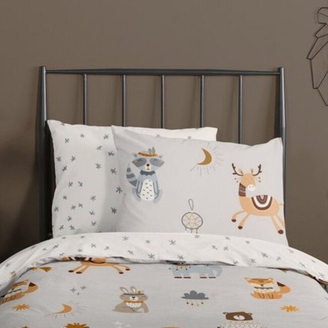 Katoen dekbedovertrek Woody - 140x220 + 60x70 cm