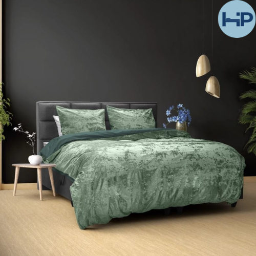 Dreamhouse dekbedovertrek crushed velvet - groen