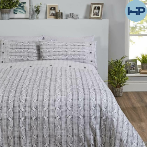 So Soft dekbedovertrek Aran Knit grijs - flanel - 1-persoons (135x200 + 50x75cm)