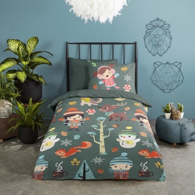 Katoen kinderdekbedovertrek winter forest - katoen - 140x220 + 60x70 cm