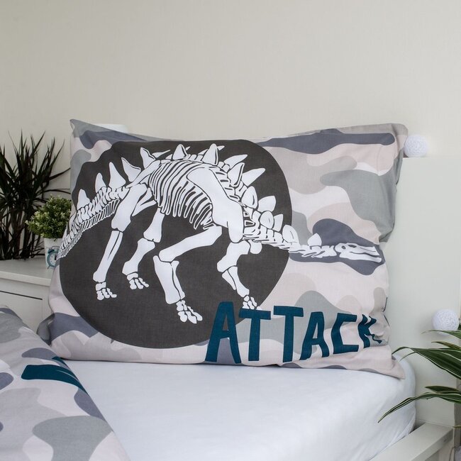 Glow in the dark kinderdekbedovertrek T-rex - katoen - 140x200 + 70x90 cm