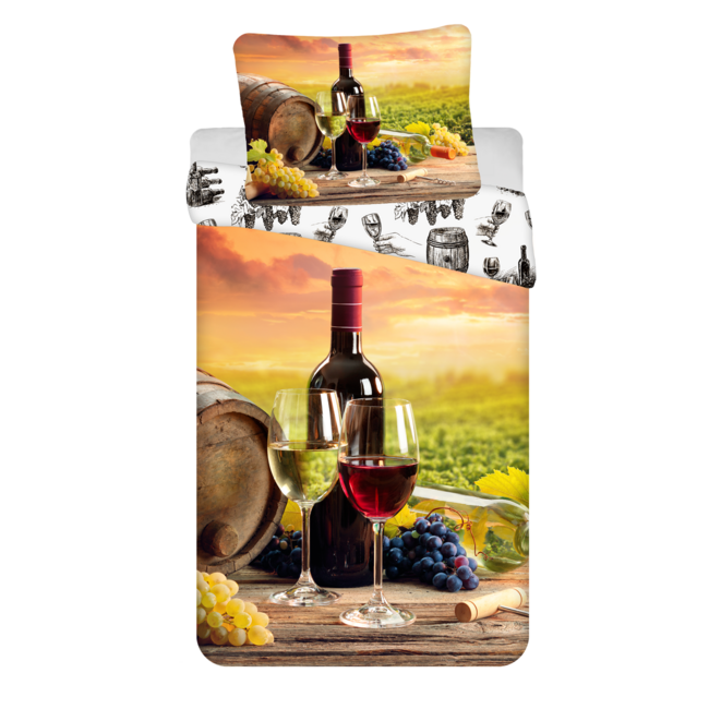 Katoen dekbedovertrek wijn - 140x200 + 70x90 cm