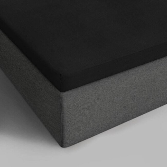 Topper hoeslaken - katoen - zwart