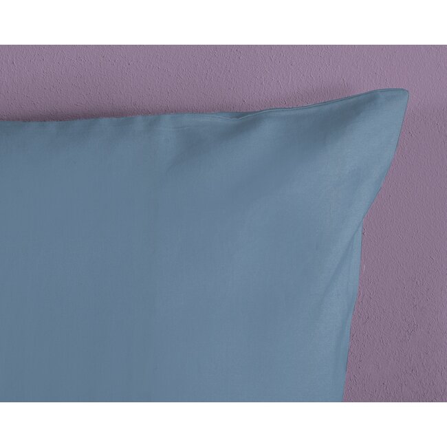 Katoensatijn dekbedovertrek uni ice blauw