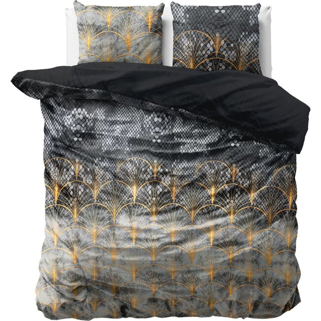 Velvet dekbedovertrek Mente grijs - signature