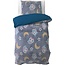 Sleeptime Teddy Fleece kinderdekbedovertrek - Glow in the dark - Owl  - Blauw - eenpersoons
