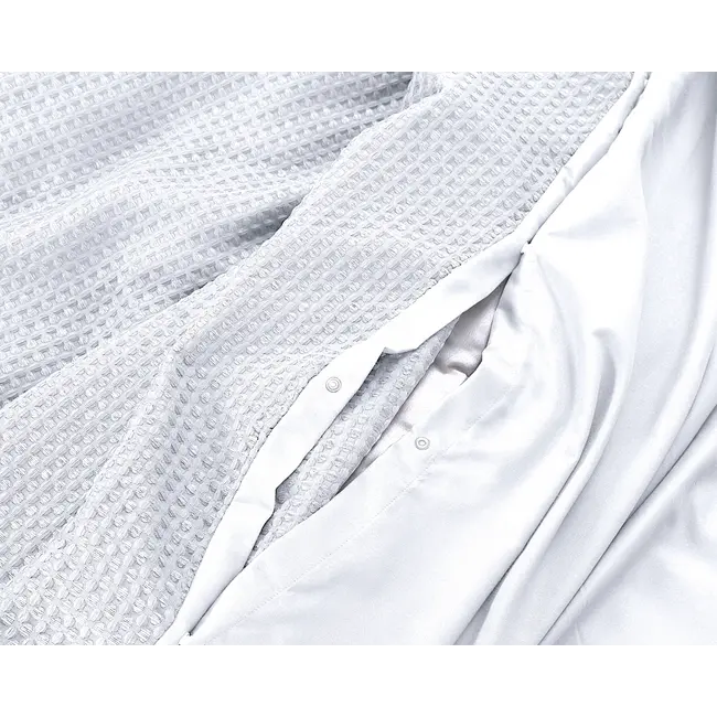 Katoen percale dekbedovertrek Waffle - wit
