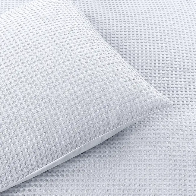 Katoen percale dekbedovertrek Waffle - wit